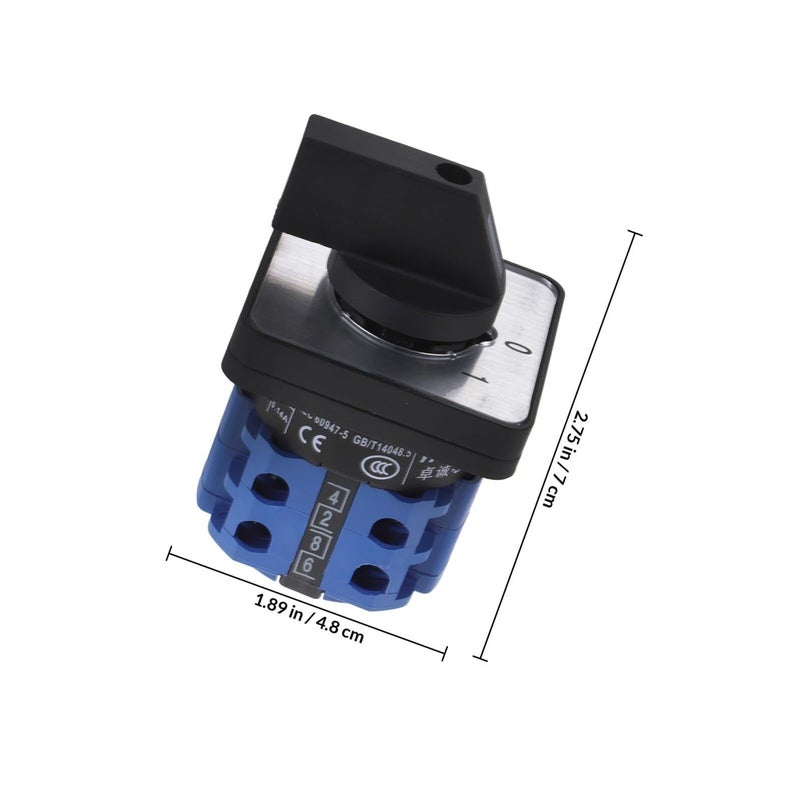 Rotary Cam 2 Position Changeover Switch 550V 20A Dual Circuit 8 Terminal Transfer Selector - Image 3