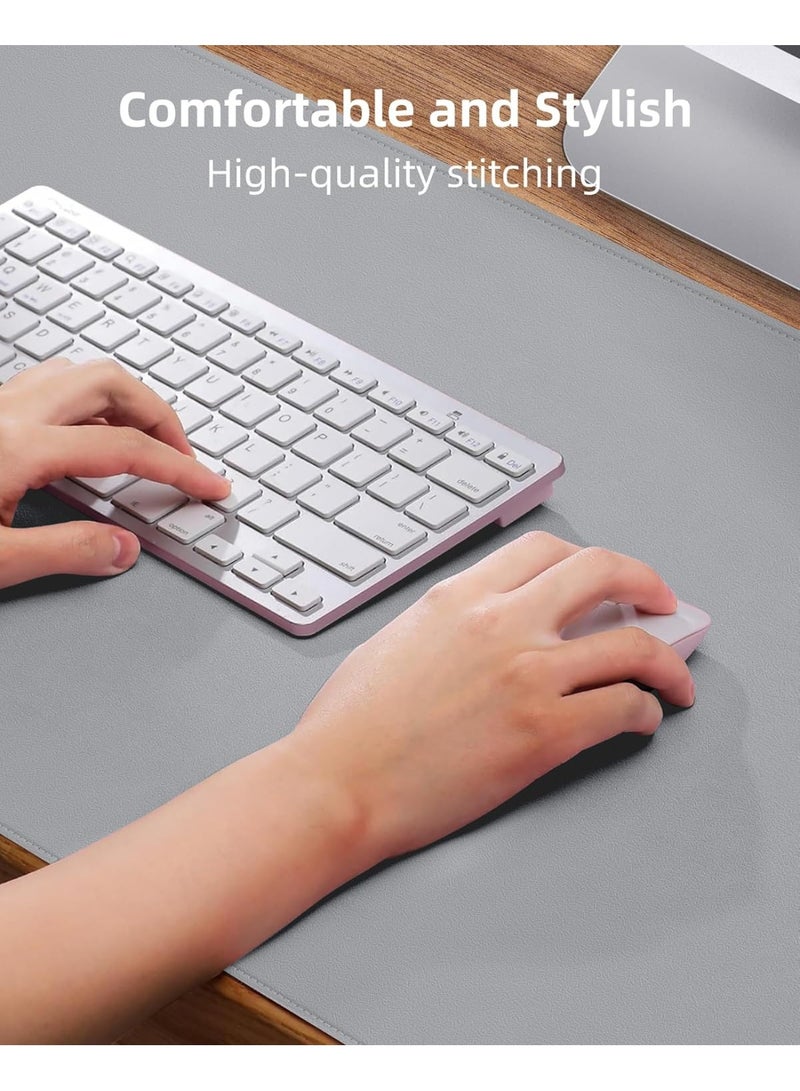 Leather Desk Pad Protector, Large Mouse Pad and Office Desk Mat, Non-Slip PU Leather Desk Blotter, Waterproof Laptop Desk Pad, Writing Pad for Office and Home – Light Grey, 31.5" x 15.7" - Image 3