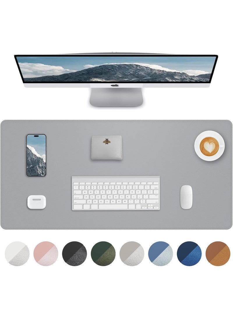 Leather Desk Pad Protector, Large Mouse Pad and Office Desk Mat, Non-Slip PU Leather Desk Blotter, Waterproof Laptop Desk Pad, Writing Pad for Office and Home – Light Grey, 31.5" x 15.7" - Image 1