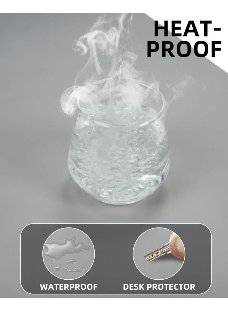 Leather Desk Pad Protector, Large Mouse Pad and Office Desk Mat, Non-Slip PU Leather Desk Blotter, Waterproof Laptop Desk Pad, Writing Pad for Office and Home – Light Grey, 31.5" x 15.7" - Image 4