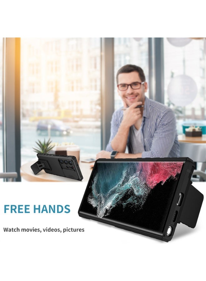 سامسونج غالاكسي S25 ULTRA حالة الهاتف المحمول ، مبتكر قوس تلسكوبي ، انزلاق نافذة الكاميرا الواقية ، سامسونج كمبيوتر تبو صدمة دليل حالة الهاتف المحمول ، سامسونج غالاكسي S25 ULTRA ، أسود - Image 5