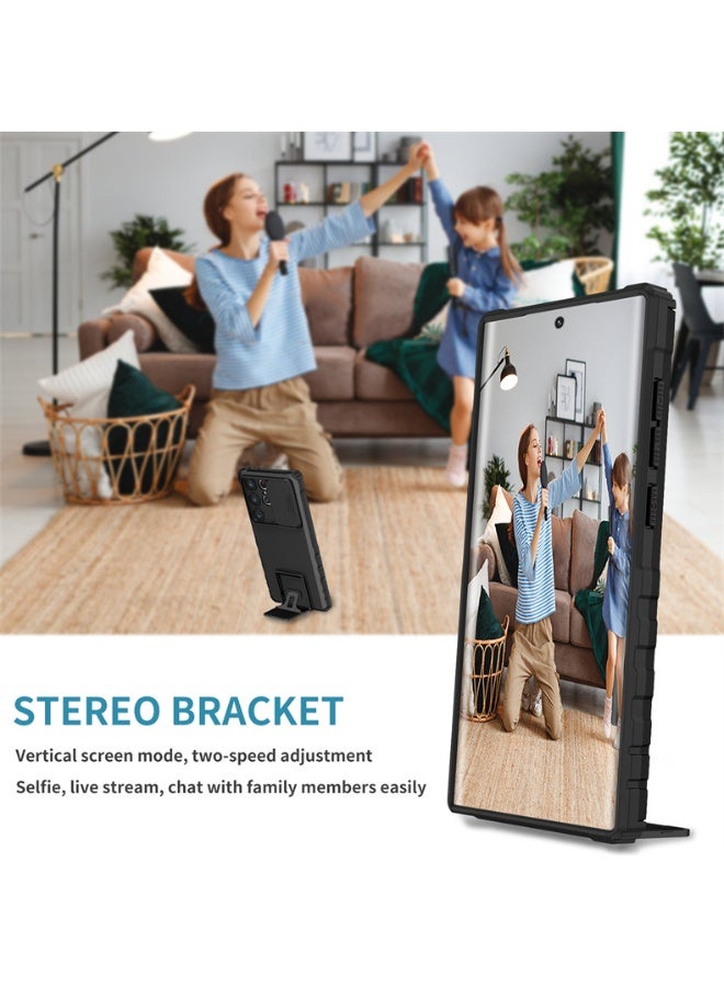 سامسونج غالاكسي S25 ULTRA حالة الهاتف المحمول ، مبتكر قوس تلسكوبي ، انزلاق نافذة الكاميرا الواقية ، سامسونج كمبيوتر تبو صدمة دليل حالة الهاتف المحمول ، سامسونج غالاكسي S25 ULTRA ، أسود - Image 3