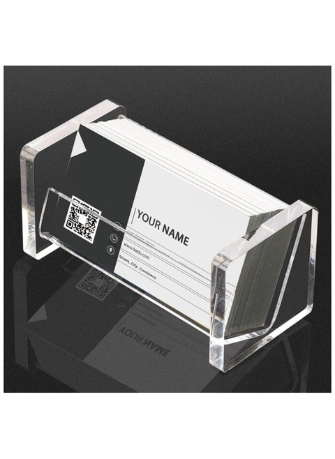 Acrylic Business Card Holder for Desk Vertical Clear Horizontal Name Cards Holders Vertical Organizer Storage Rack Display Holder Desktop Business Card Stand for Office Tabletop (1-Clear)