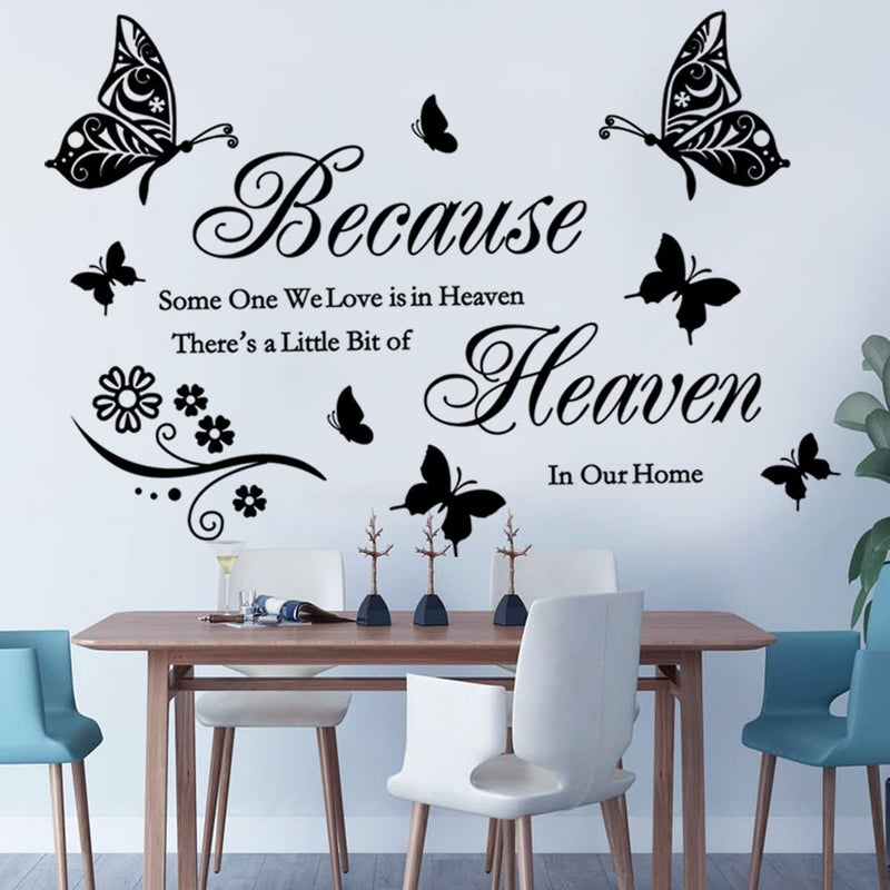 Wall Stickers Quotes Saying Wall Decals Because Someone We Love is in Heaven Decal Peel and Stick Lettering Words Wall Art Decals Vinyl Inspirational Religious Wall Sticker for Home Family Room Decor
