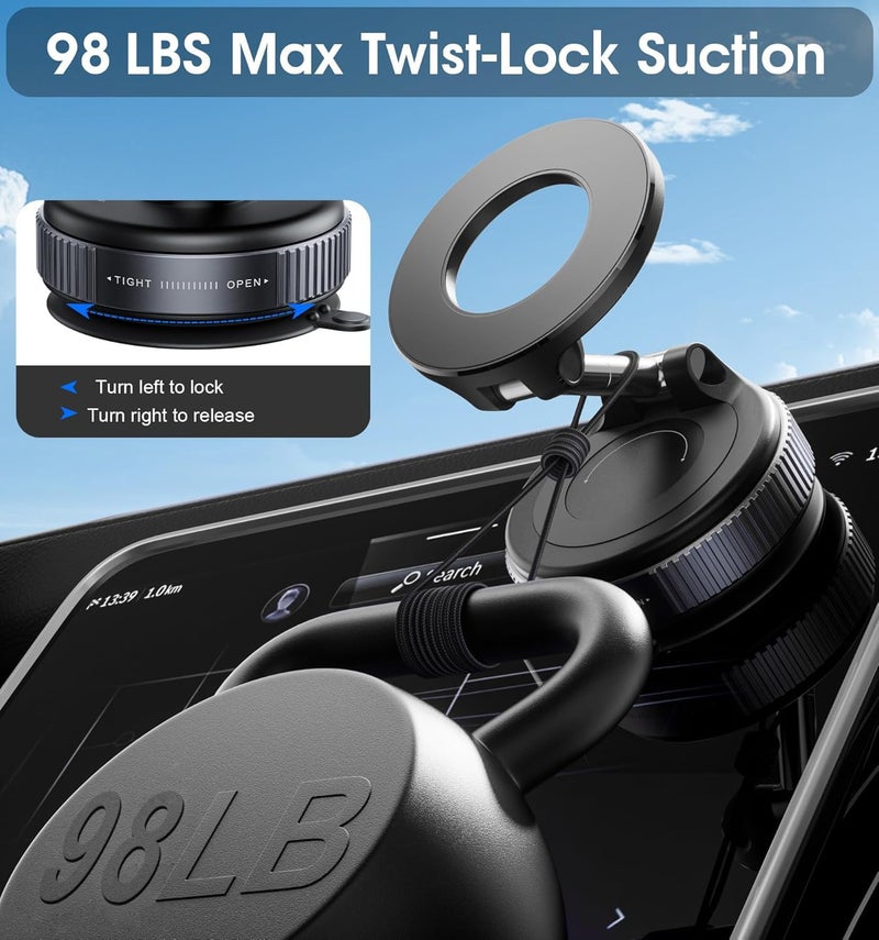 LBYYFCA Magnetic Phone Holder for Carï¼Œ Ultra Vacuum Suction Cup Phone Mount ï¼Œ360Â° Adjustable Car Phone Holdefor Your Car Accessories for iPhone 17 15 14 13 12 Compatible with Android and All Smartphones - Image 2