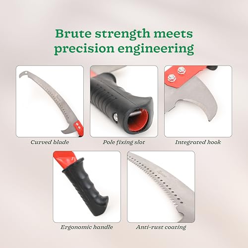 Ugaoo Pruning Saw for Trees – 23 Inch Blade | Heavy Duty Pruning Saw Cutter for Tree Branches | Hand Saw for Tree Cutting | Curved Blade Tree Pruner with Hook & Pole Fixing Slot | Garden Hand Saw - Image 3