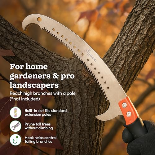 Ugaoo Pruning Saw for Trees – 23 Inch Blade | Heavy Duty Pruning Saw Cutter for Tree Branches | Hand Saw for Tree Cutting | Curved Blade Tree Pruner with Hook & Pole Fixing Slot | Garden Hand Saw - Image 4