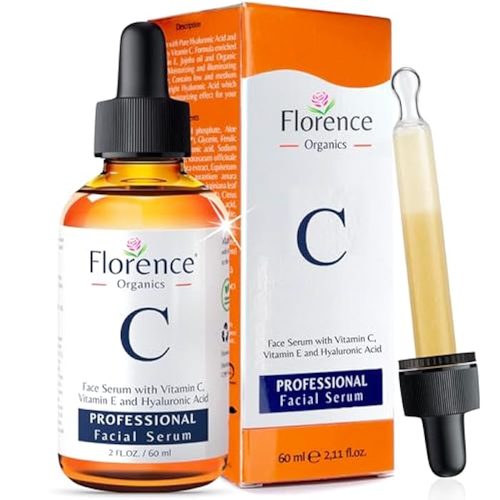 Florence Vitamin C Serum For Face – Anti Aging Face Serum with Vitamin C, Hyaluronic Acid, Vitamin E. Brightening Formula. Improve Appearance of Dark Spots, Tone, Fine Lines & Wrinkles, Glowing Skin 2 Fl Oz - Image 1