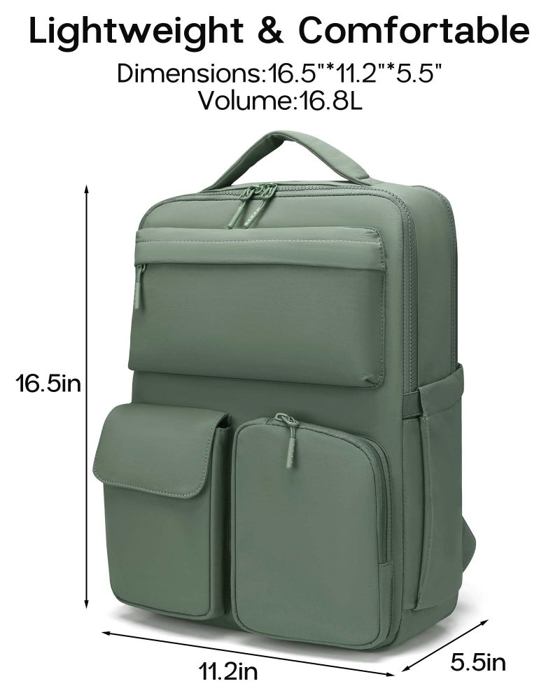 FODOKO Backpack for Work, Casual Backpack for Women Men Daypack Backpack for Travel College Bookbag Separate Compartment for 15.6 Inch Notebook JasperGreen - Image 2