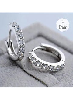 Estrico Crystal Hinged Earrings 925 Sterling Silver Small Round Crystal Huggie Hoop Earrings For Womens  - Image 1