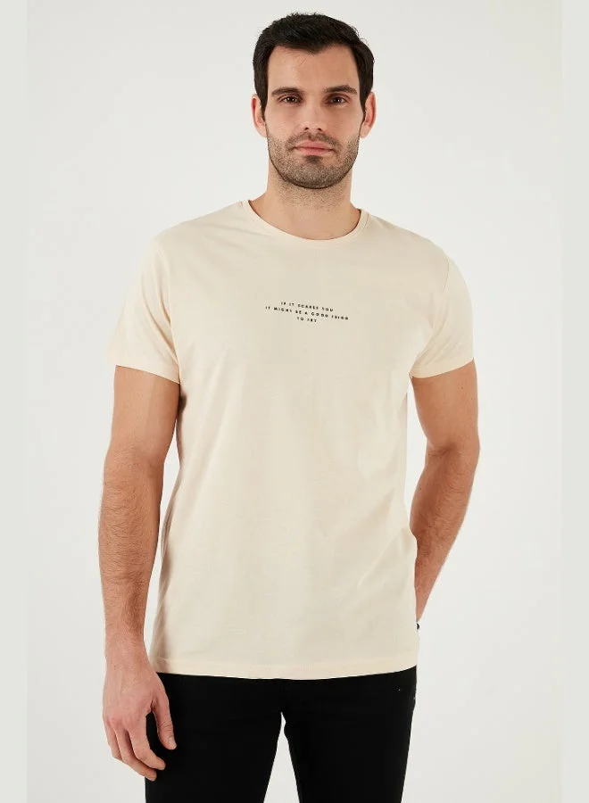 بوراتي تيشيرت رجالي قطن بياقة دائرية بقصة ضيقة من بوراتي