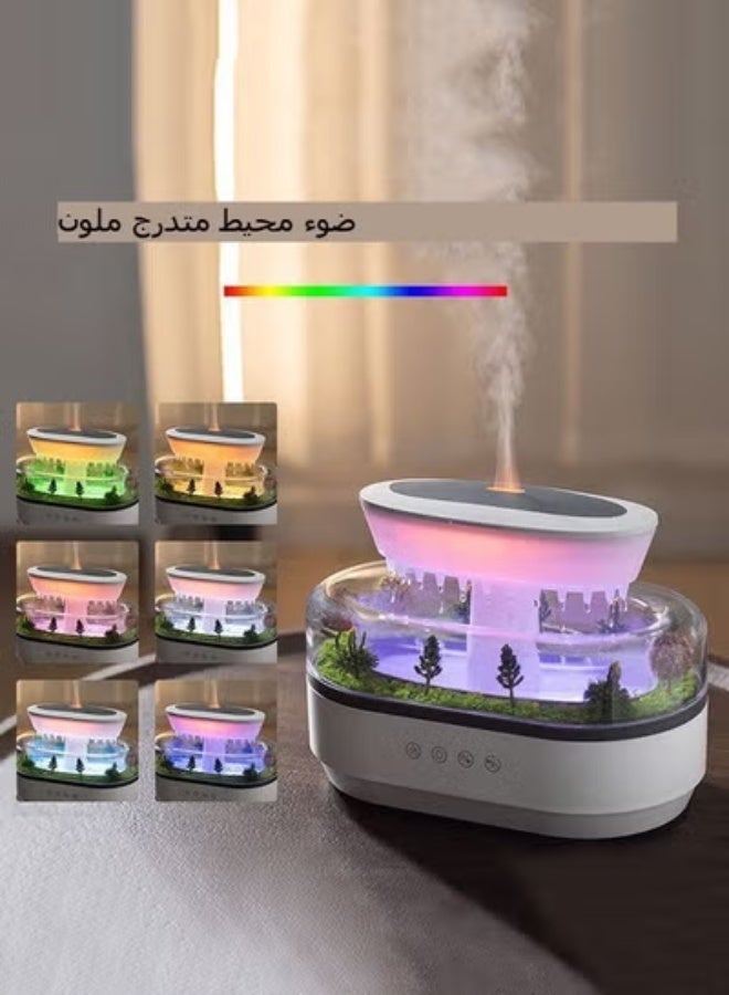 موزع روائح الزيوت العطرية الذكي للعلاج العطري - جهاز تعطير اروماتك إضاءة LED بـ 7 ألوان، بخاخ تلقائي، مرطب قطرات المطر بالموجات فوق الصوتية، جهاز تعطير الهواء،فواحة تشغيل هادئ للمنزل، المكتب، غرفة النوم، الاسترخاء أثناء النوم، منعش للغرفة، معطر للغرفة - Image 2