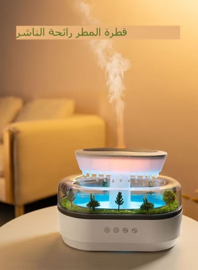 موزع روائح الزيوت العطرية الذكي للعلاج العطري - جهاز تعطير اروماتك إضاءة LED بـ 7 ألوان، بخاخ تلقائي، مرطب قطرات المطر بالموجات فوق الصوتية، جهاز تعطير الهواء،فواحة تشغيل هادئ للمنزل، المكتب، غرفة النوم، الاسترخاء أثناء النوم، منعش للغرفة، معطر للغرفة - Image 1