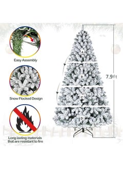 7.9 Feet Premium Snow Flocked Artificial Holiday Christmas Tree Metal Hinges And Foldable Base For Home And Office Party Christmas Decoration With 1500 Branch Tips Full Tree For Indoor And Outdoor - pzsku/Z58C33CBA3EBBC55ED0DAZ/45/_/1733934746/29138b30-f2b9-4b2e-b2c5-76427e394d08