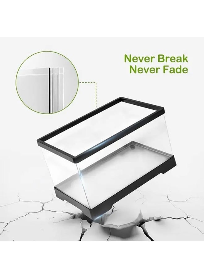 YOUWE7 Aquarium Kit, Ultra-Clear Rimless Desktop Fish Tank Aquarium Starter Kit with Water Grass Lamp & Oxygen Water Pump Filter & Basket & Cover Perfect for Small Fish, Shrimp(Black) - Image 4