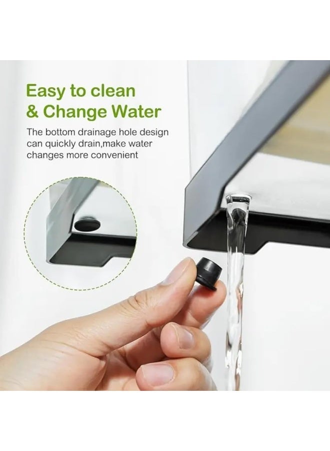 YOUWE7 Aquarium Kit, Ultra-Clear Rimless Desktop Fish Tank Aquarium Starter Kit with Water Grass Lamp & Oxygen Water Pump Filter & Basket & Cover Perfect for Small Fish, Shrimp(Black) - Image 5