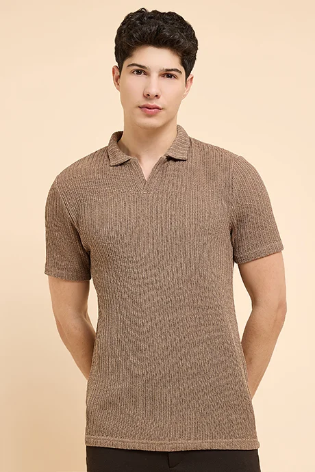 أر أند بي Knitted Polo T-Shirt with Short Sleeves