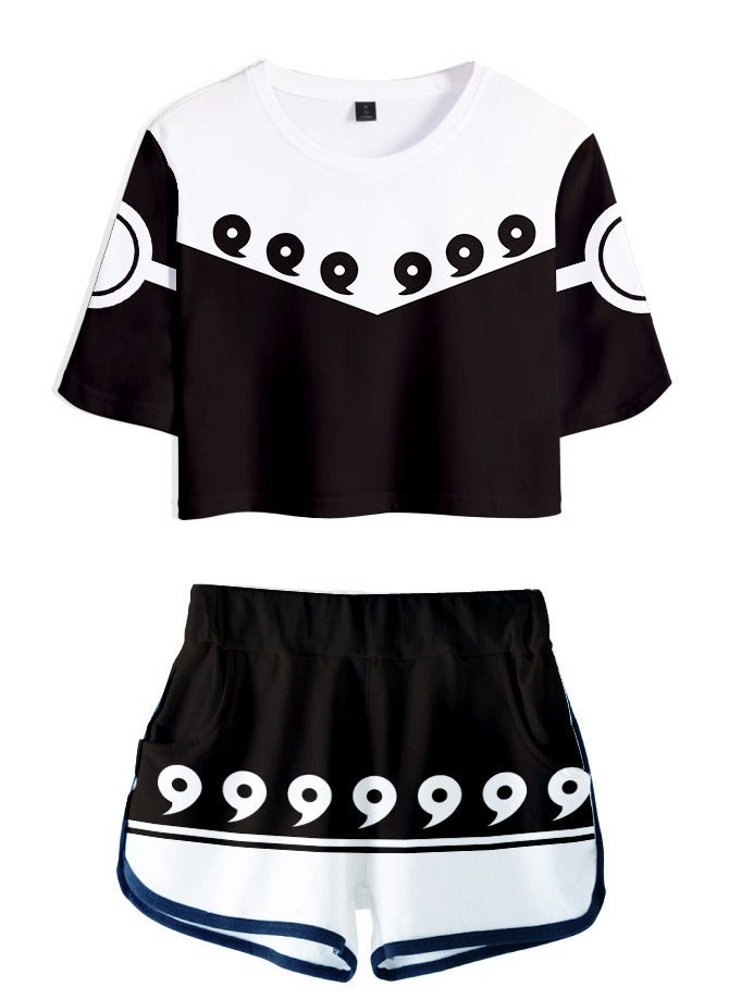 KUYING New Naruto Crop Top Short T Shorts Set  - Image 1