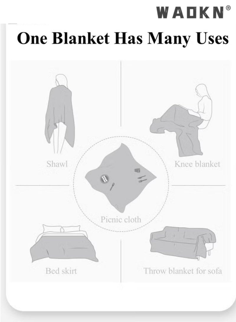 دبليو أيه أو كي أن مفرش طاولة من قطن تيريلين مع شرابة، ملاءة نزهة، سجادة نزهة، شمال أوروبا، قابلة للطي، خفيفة الوزن، كبيرة، مضغوطة، قابلة للتخزين، محمولة، للأنشطة الخارجية، المهرجانات الرياضية، مشاهدة أزهار الكرز، 180 × 130 سم، بيج - Image 4