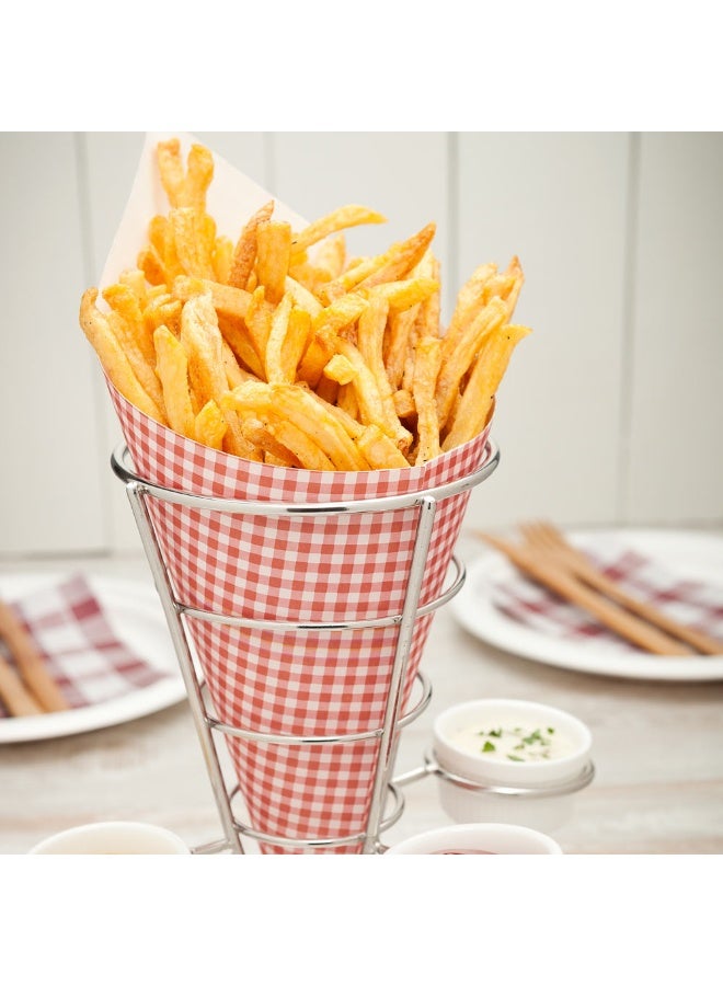 Restaurantware Conetek 11.5-Inch Eco-Friendly Finger Food Cones: Perfect for Appetizers - Food-Safe Paper Cone with Picnic Print Styling - Disposable and Recyclable - 100-CT - Image 3