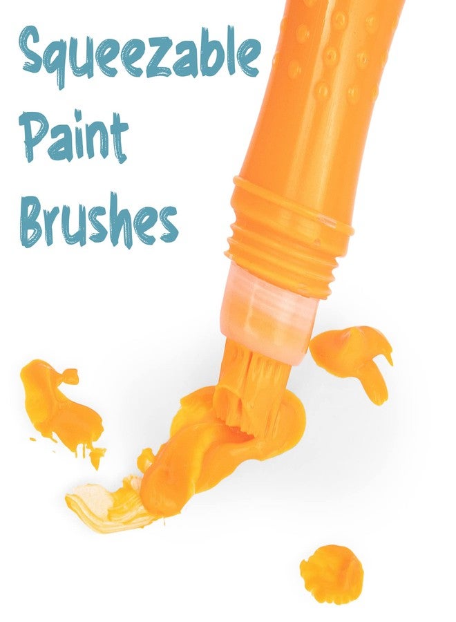 Playkidiz 12 Squeezable Paint Brushes Classic Colors for Kids, Tempera Paint Brush, Assorted Fun Colors for Toddler, (24ml/0.8oz Each) - Image 2