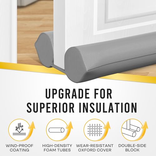 Comfyanno Under Door Draft Stopper - Bottom Door Gap Filler & Seal - Fits 30” to 36” Door - Windproof Coating Cover - Block Noise, Sound, Cold Air, Light, Wind - Easy Install Draft Blocker - Gray - Image 3