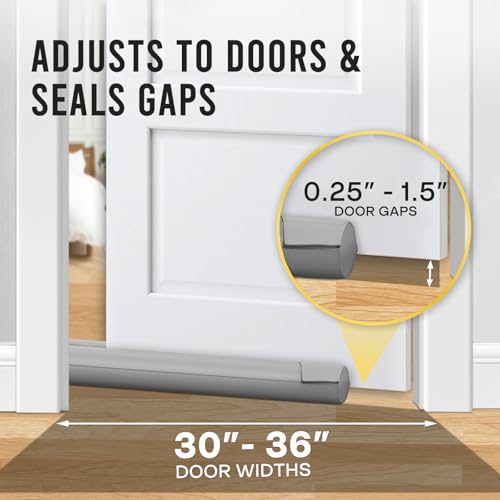 Comfyanno Under Door Draft Stopper - Bottom Door Gap Filler & Seal - Fits 30” to 36” Door - Windproof Coating Cover - Block Noise, Sound, Cold Air, Light, Wind - Easy Install Draft Blocker - Gray - Image 4
