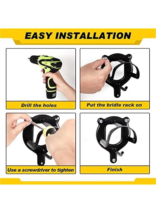 Arabest 3 Counts Horse Bridle Rack Bracket Bridle Hooks Tack Storage Halter Hanger Metal Holder with Tubes and Screw for Horse Barn Supplies(Black) - Image 4
