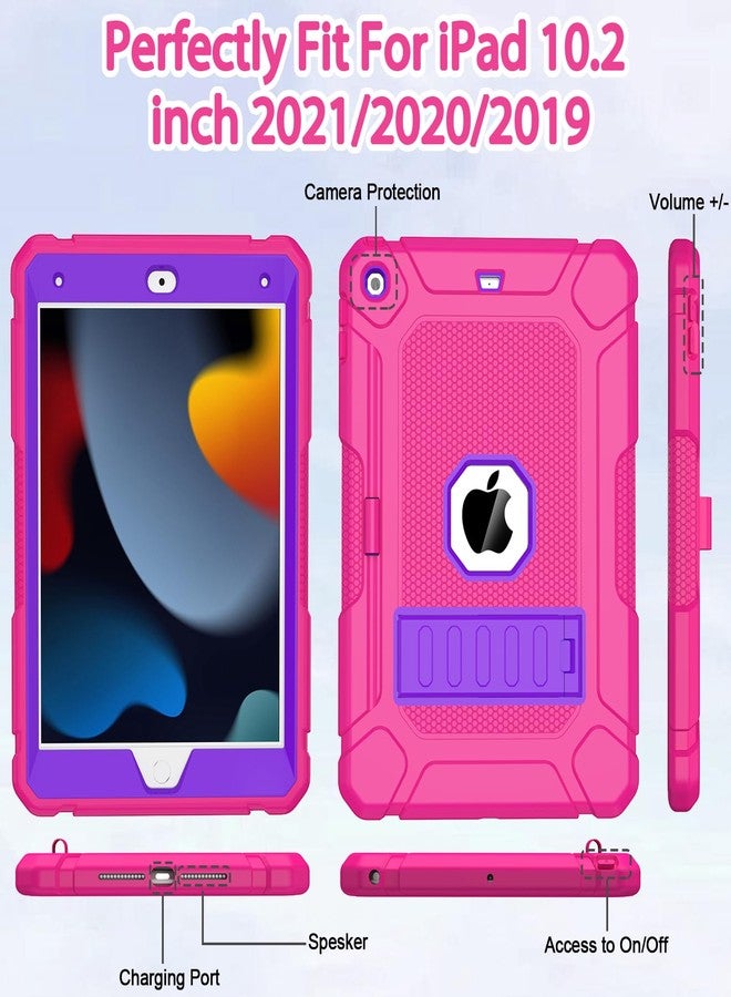 BMOUO جراب BMOUO لأجهزة iPad من الجيل التاسع والثامن والسابع (10.2 بوصة، 2021/2020/2019)، جراب واقٍ مقاوم للصدمات لجهاز iPad 10.2 بوصة مع حامل مدمج/حامل قلم، لون أرجواني - Image 4