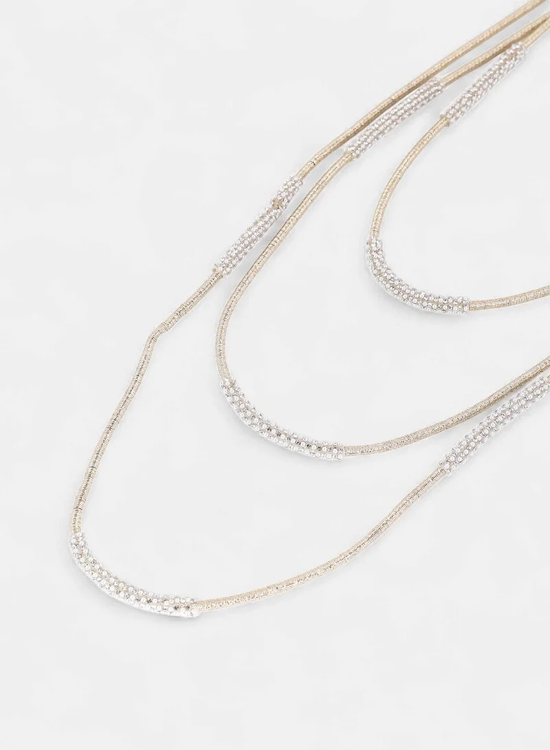 Sohi  Women's The Bling-Block Crystals Studded Multi-Layer Necklace for Women | Best Price UAE