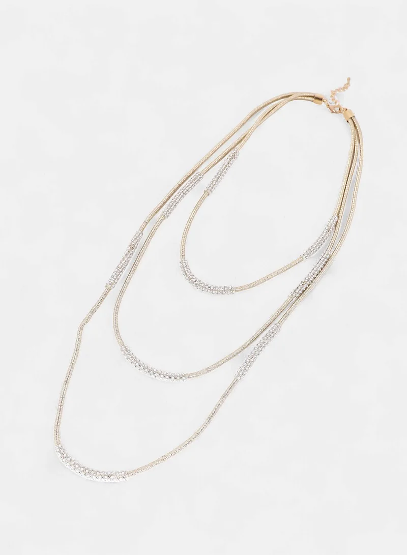 Sohi  Women's The Bling-Block Crystals Studded Multi-Layer Necklace for Women | Best Price UAE