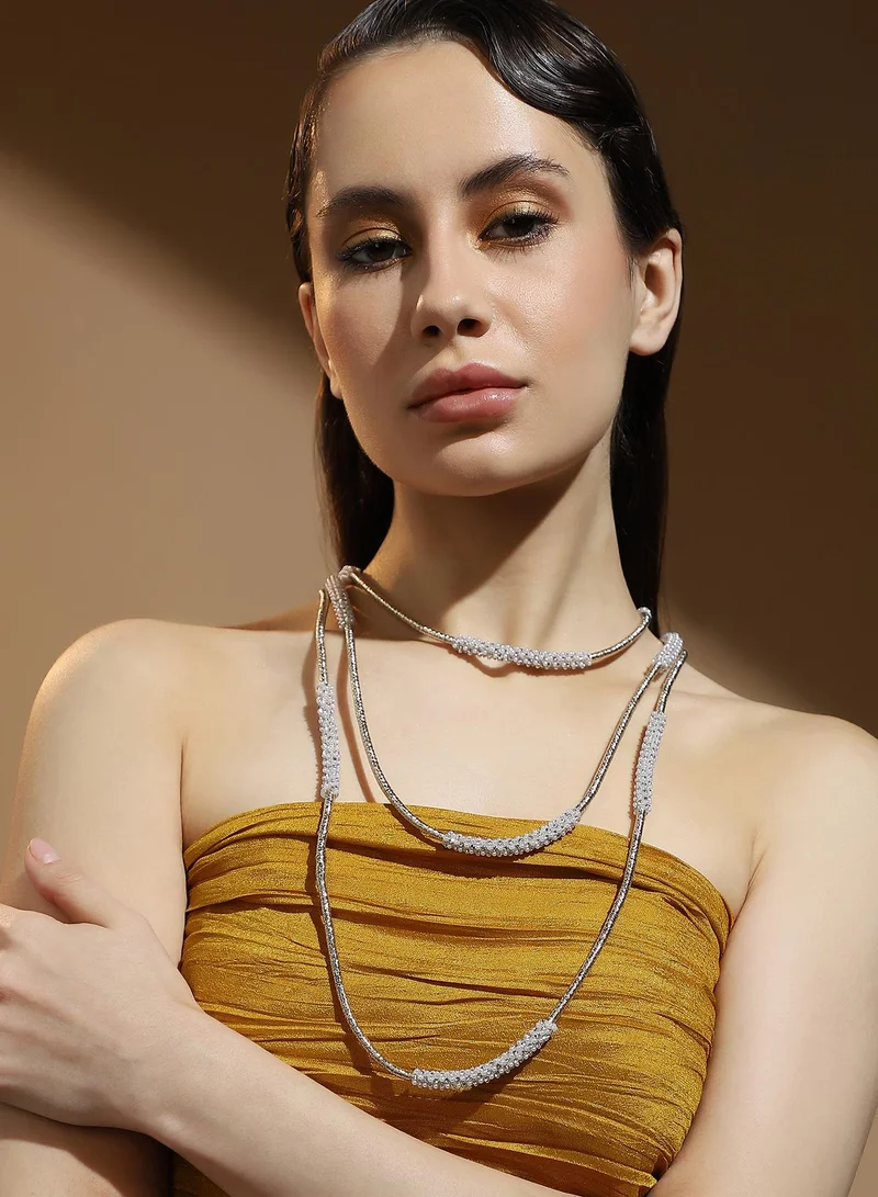 Sohi  Women's The Bling-Block Crystals Studded Multi-Layer Necklace for Women | Best Price UAE