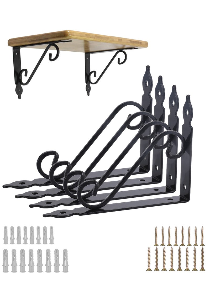 HOMESTAR 4-Piece Shelf Bracket S-Shape - Medium with 44-Piece Drywall screws & Plastic Anchor Kit S-Shaped Wall Brackets Pre-Drilled Mounting Holes for Easy Installation Ideal Kitchen, Garage, and Office Use - Image 1