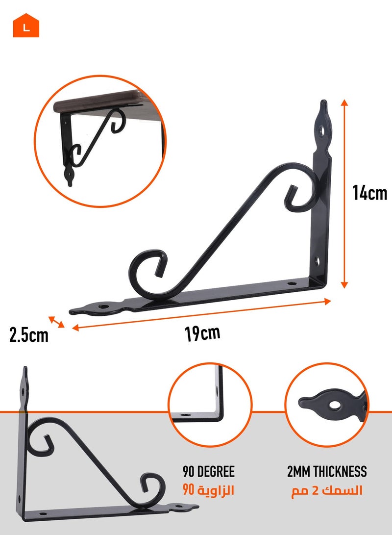 HOMESTAR 4-Piece Shelf Bracket S-Shape - Medium with 44-Piece Drywall screws & Plastic Anchor Kit S-Shaped Wall Brackets Pre-Drilled Mounting Holes for Easy Installation Ideal Kitchen, Garage, and Office Use - Image 2