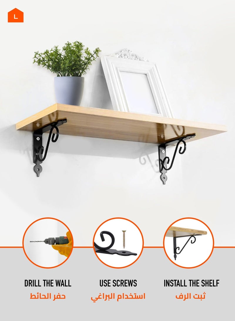 HOMESTAR 4-Piece Shelf Bracket S-Shape - Medium with 44-Piece Drywall screws & Plastic Anchor Kit S-Shaped Wall Brackets Pre-Drilled Mounting Holes for Easy Installation Ideal Kitchen, Garage, and Office Use - Image 4