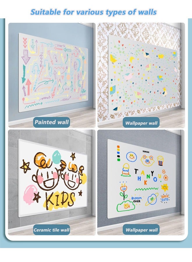 Magnetic Whiteboard Sticker, 60*90cm Self Adhesive Wall Sticker, Reusable Erasable Whiteboard Sticker, Suitable for Kids Toddlers Playroom and Office Presentations - Image 3