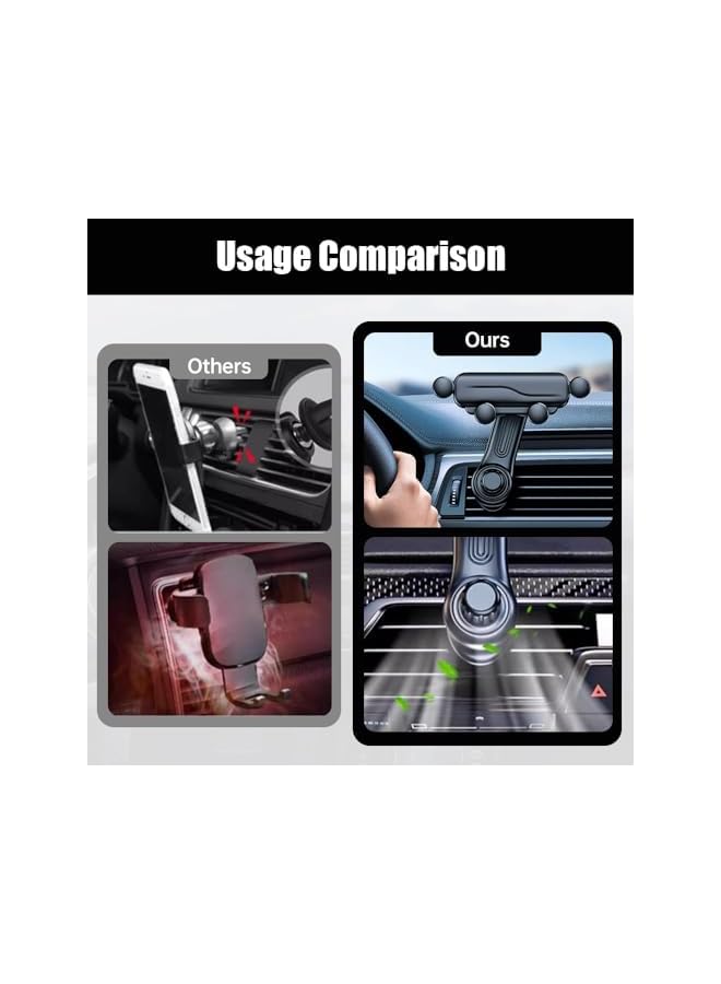 S-TOP Car Air Vent Phone Holder, Rotatable Car Phone Holder, Gravity Phone Holder with Rotatable Rocker Arm, Phone Holder with Extension Clip, Suitable for All Mobile Phones/iPhone/Samsung - Image 3