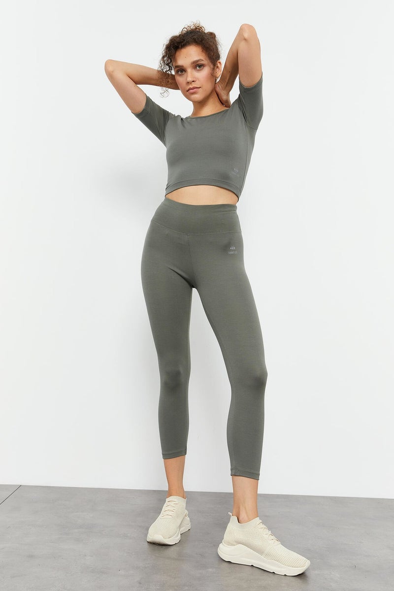 Tommy Life Çağla Women's High Waist Capri-Crop T-Shirt Slim Fit Leggings Set - 95285 - Image 4