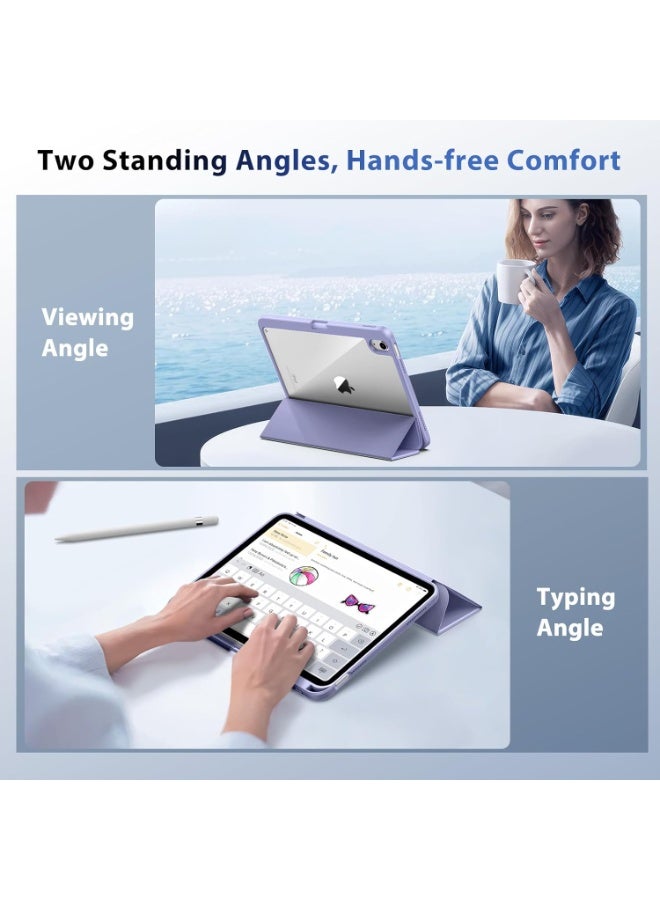 Compatible with iPad A16 11th Generation 11 Inch 2025 Case, Case with Pencil Slot, Transparent Back Shell Cover Auto Sleep/Wake Up, (lavender) - Image 2