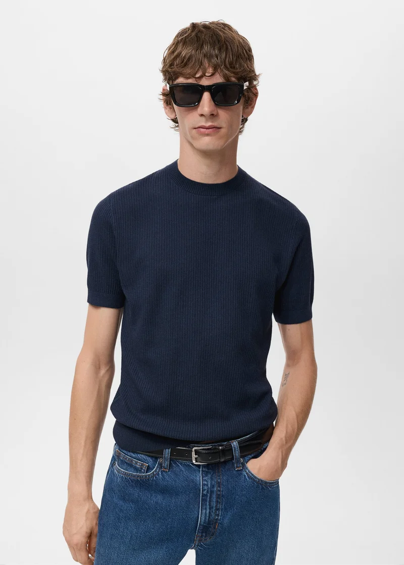 Mango Man Ribbed knit t-shirt