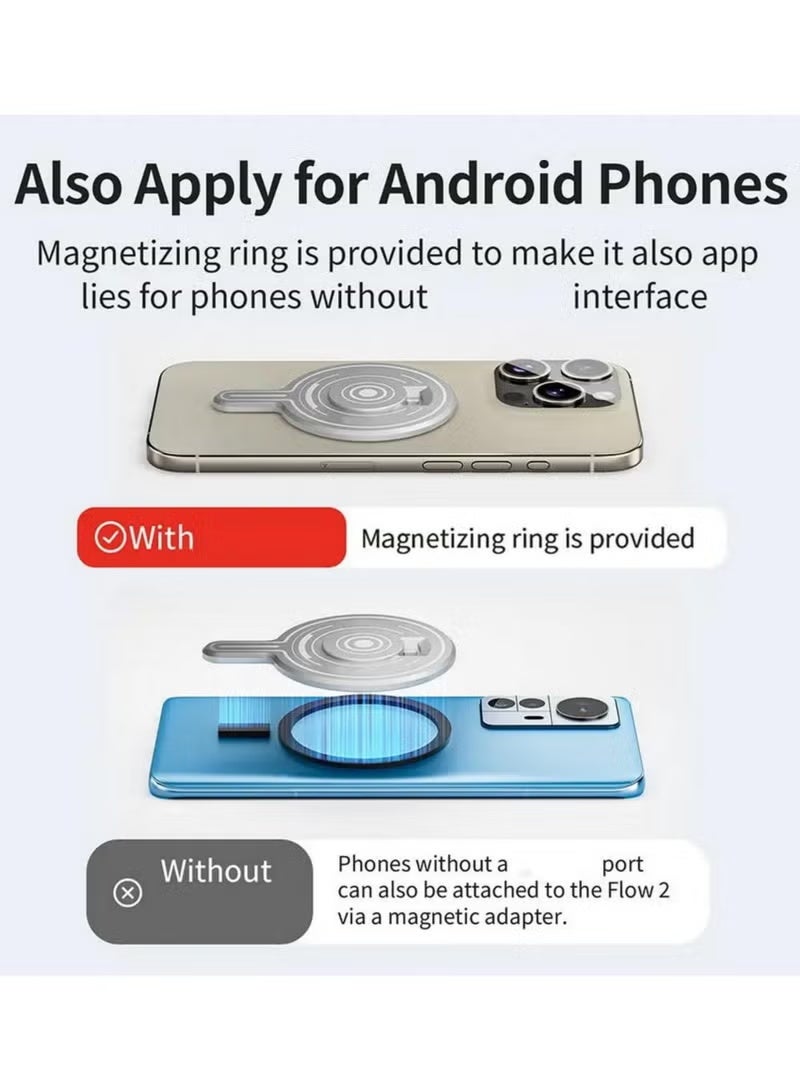 For Insta360 Flow 2 Pro Magnetic Module Quick Release Aluminum Alloy Adapter for Handheld Stabilizer Lightweight Strong Magnet 42mm Gray - Image 5