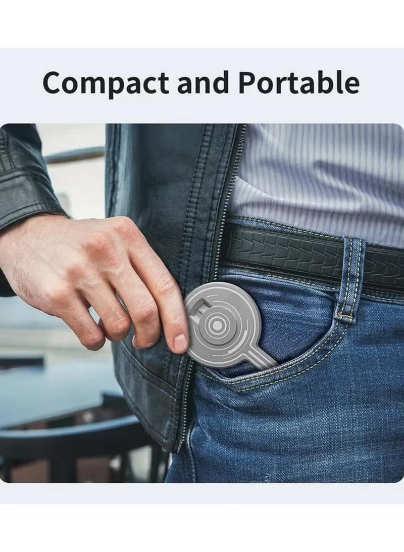 For Insta360 Flow 2 Pro Magnetic Module Quick Release Aluminum Alloy Adapter for Handheld Stabilizer Lightweight Strong Magnet 42mm Gray - Image 2