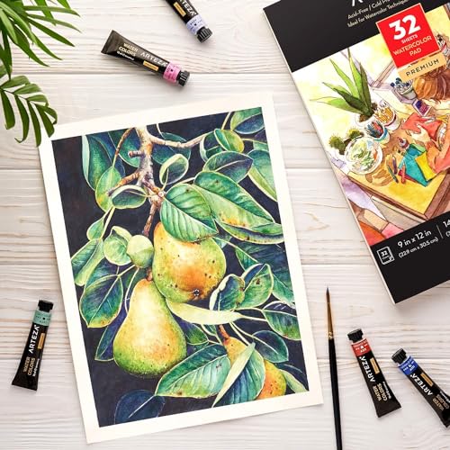 ARTEZA Watercolor Paper, Pack of 2, 32 Sheets Each, 9x12 Inch Watercolor Sketchbook, 140lb/300gsm, Cold Press, Acid Free Art Paper - Image 3