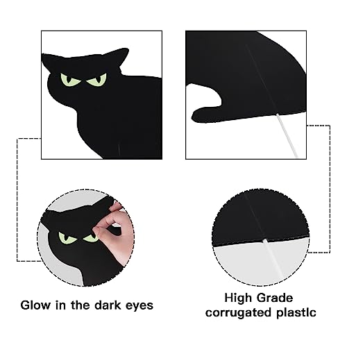 Ivenf Halloween Decorations Outdoor, 6ct Black Cat Decor Yard Signs with Stakes, Scary Silhouette with Glow in Dark Eyes, Corrugated Plastic, Waterproof Lawn Decorations for Kids Family Home Party - Image 5