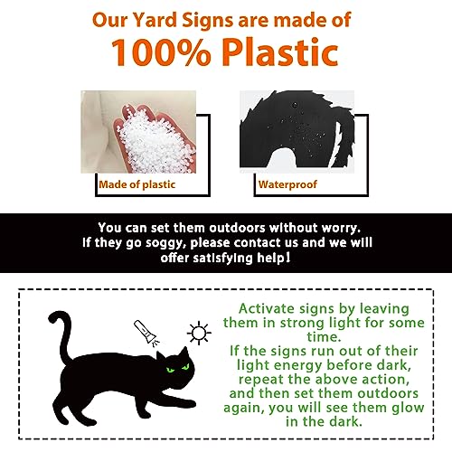 Ivenf Halloween Decorations Outdoor, 6ct Black Cat Decor Yard Signs with Stakes, Scary Silhouette with Glow in Dark Eyes, Corrugated Plastic, Waterproof Lawn Decorations for Kids Family Home Party - Image 3