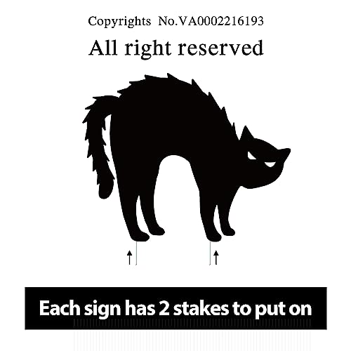 Ivenf Halloween Decorations Outdoor, 6ct Black Cat Decor Yard Signs with Stakes, Scary Silhouette with Glow in Dark Eyes, Corrugated Plastic, Waterproof Lawn Decorations for Kids Family Home Party - Image 4