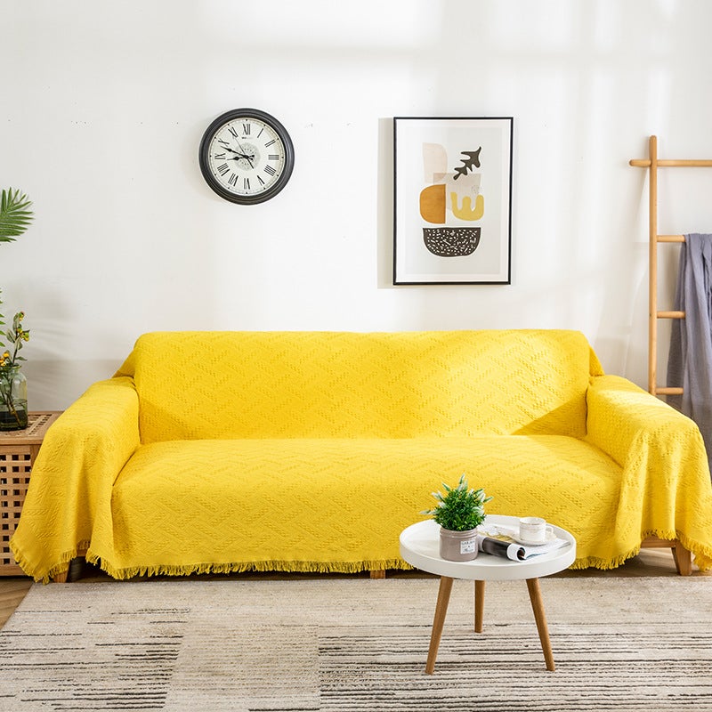 غطاء أريكة بلون موحد، بطانية أريكة، منشفة أريكة، غطاء أريكة بسيط نوردية، بطانية عصرية شائعة على الإنترنت، بطانية نزهة - Image 1