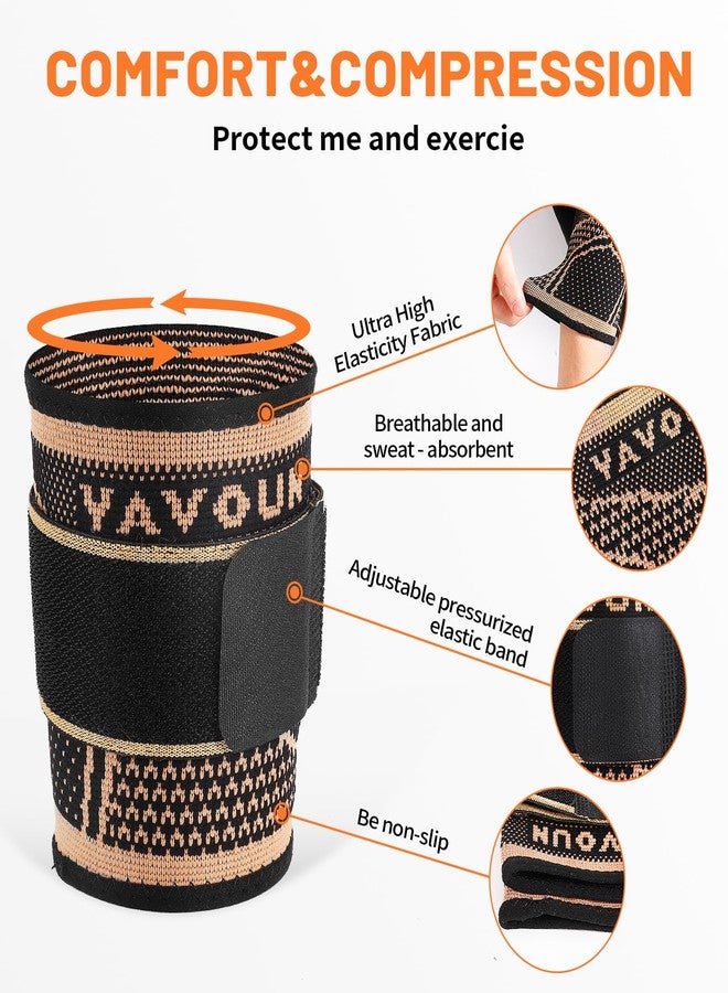 YAVOUN Bicep Tendonitis Brace, Triceps Sleeves, Bicep Sleeve Fit Men and Women (Black + gold, Large) - Image 2