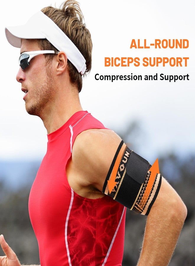 YAVOUN Bicep Tendonitis Brace, Triceps Sleeves, Bicep Sleeve Fit Men and Women (Black + gold, Large) - Image 3