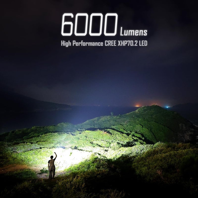 IMALENT BL70 EDC Minimalist Flashlight, 6000 Lumen Tactical Flashlight, White and Red Light, with 1 CREE XHP70.2 LED, OLED Display, Fast Type-C Charging, IP68 Resistant for Camping Hiking Emergency - Image 4